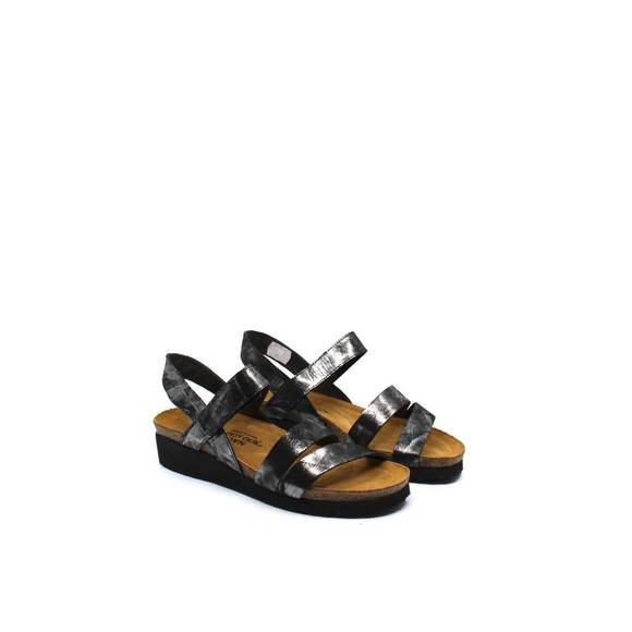Sandales Naot Femme Cuir Noir 39 - Fleur Métallique Onyx, Style Strap Cheville, Neuf Avec Boîte